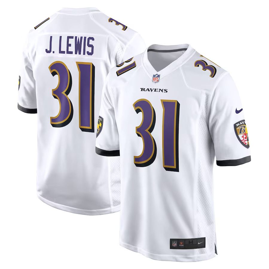Men Baltimore Ravens 31 Jamal Lewis Nike White Retired Player Game NFL Jersey